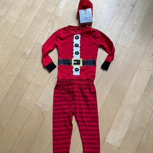 PL Sleep by Petit Lem 3-piece Pajama & socks unisex Size 12M BNWOT holiday Xmas - Picture 1 of 6